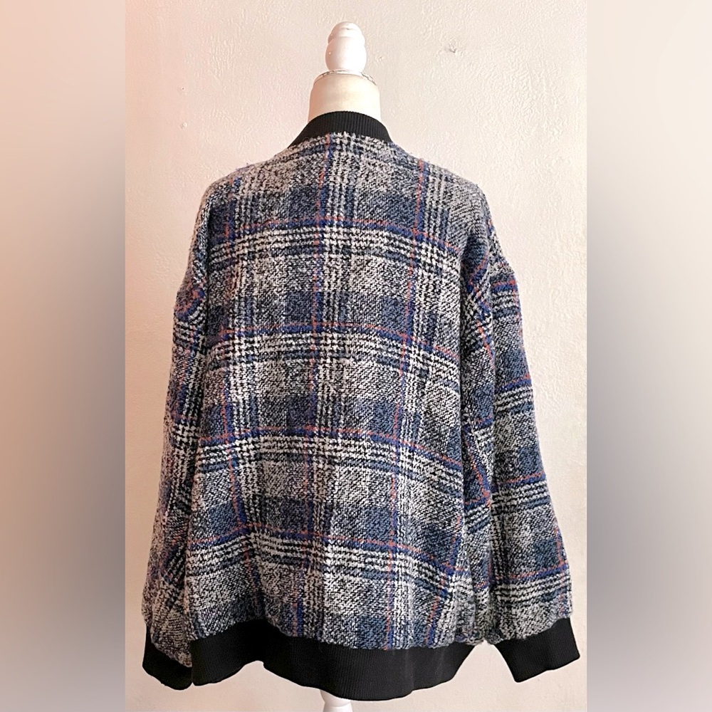 AVEC LES FILLES Tweed Plaid Bomber - Picture 3 of 6